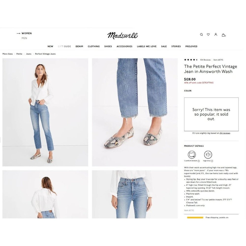 Madewell The Petite Perfect Vintage Jeans Size 25P Petite Ainsworth Frayed *FLAW - Picture 14 of 15